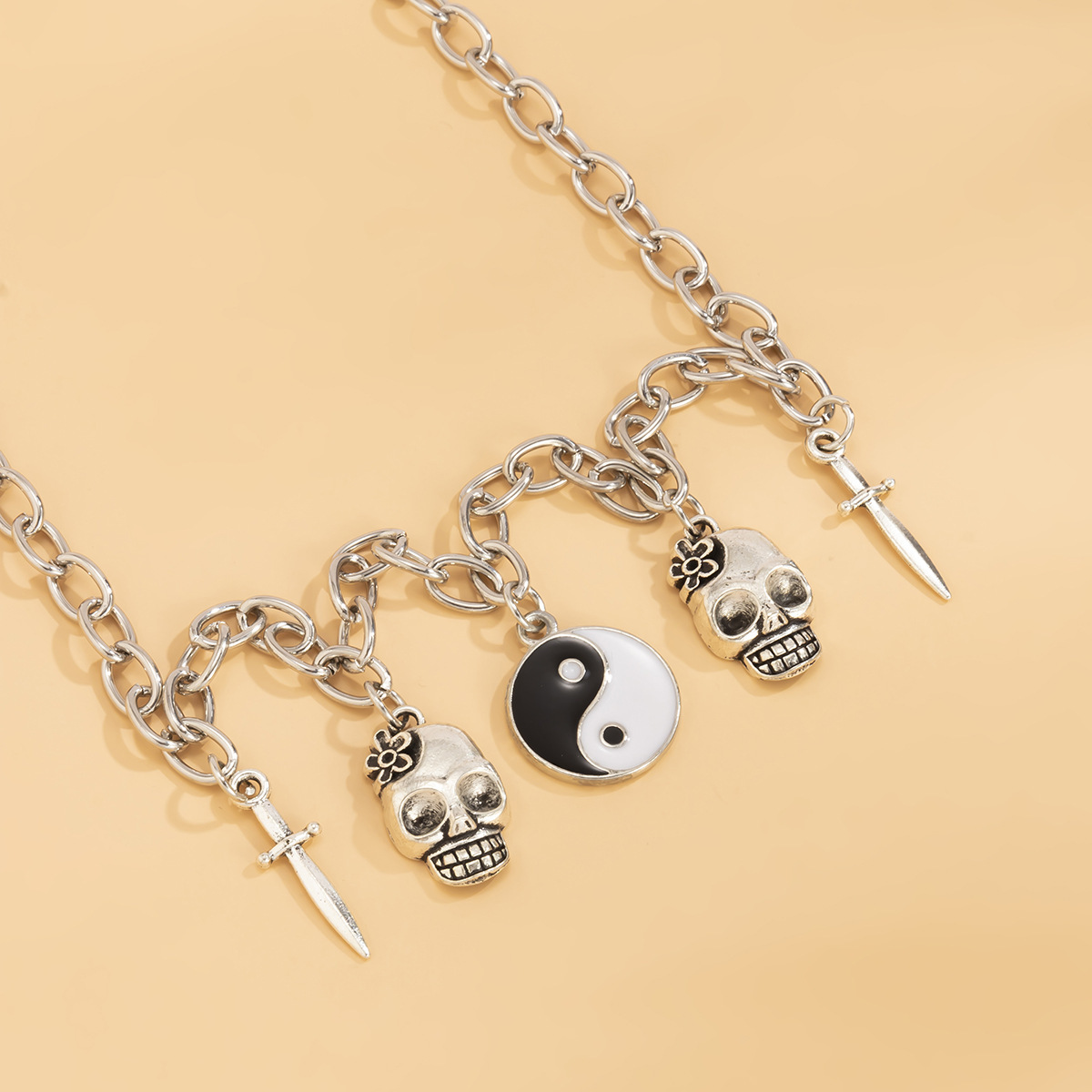 Cross Chain Tai Clavicle Necklace Female Sweet Cool Sword Skull Mixed Necklace