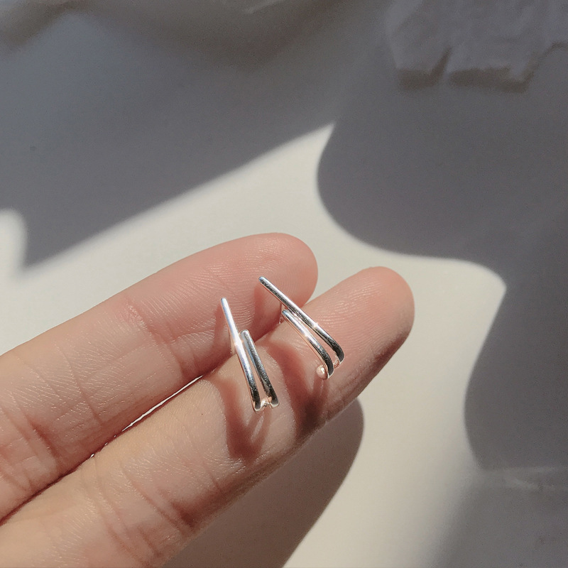 Women's Double Line U-shaped Irregular Earrings Geometric Hook - 4