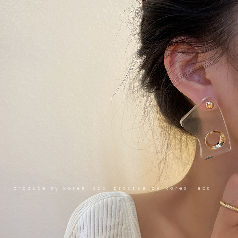 Silver Needle Geometric Irregular Earrings European And American Design