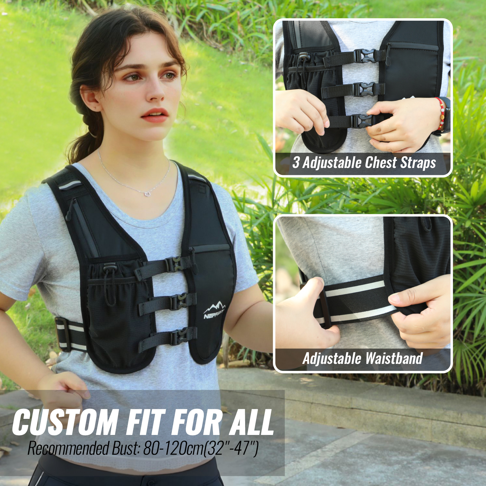 Nepfaivy Running Vest Women And Men Reflective With 6 Pockets Waterproof Phone — image 8