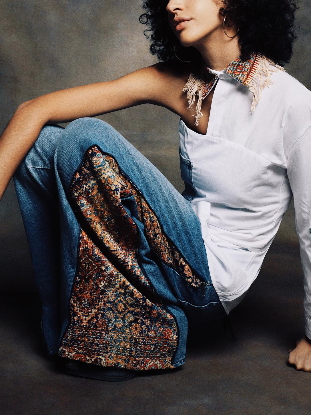 Vintage Zipper Pattern Jeans