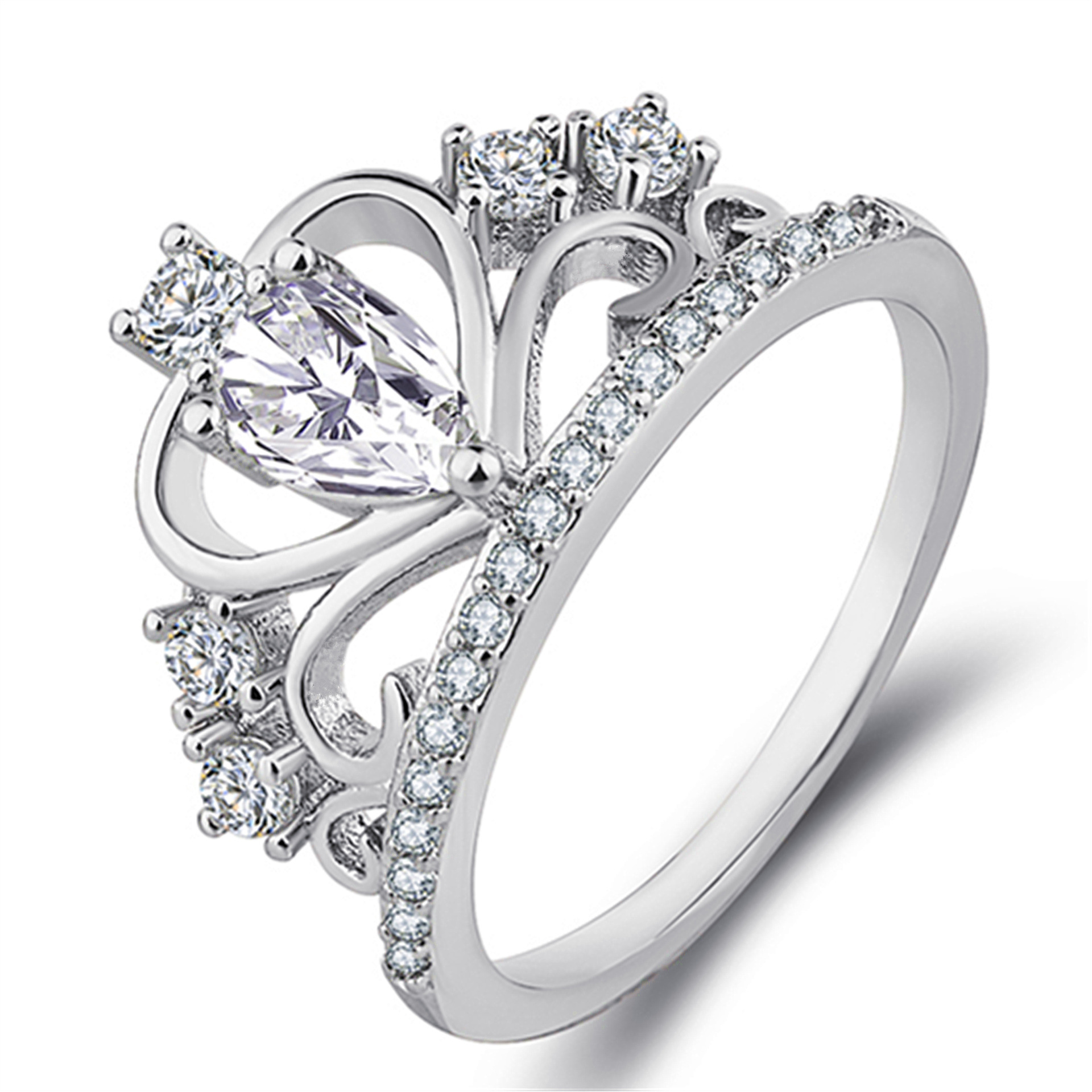 European And American Fashion Crown Zircon Ladies Ring