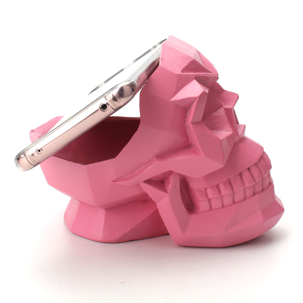 Creative Geometric Faceted Skull Ornament Mobile Phone Holder - Image 3
