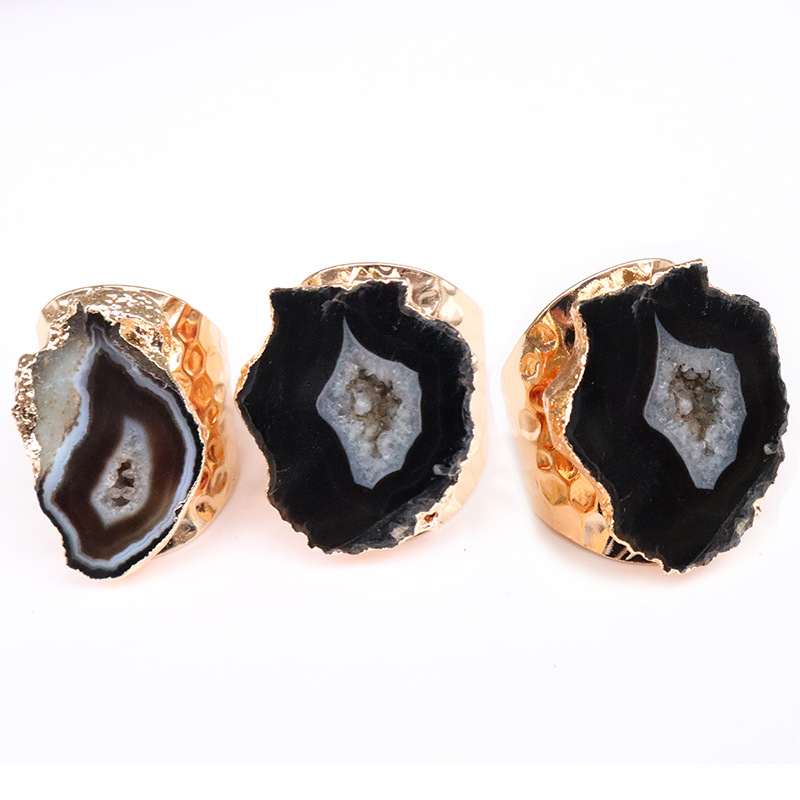 Title 2, Natural Agate Geode Ring Men