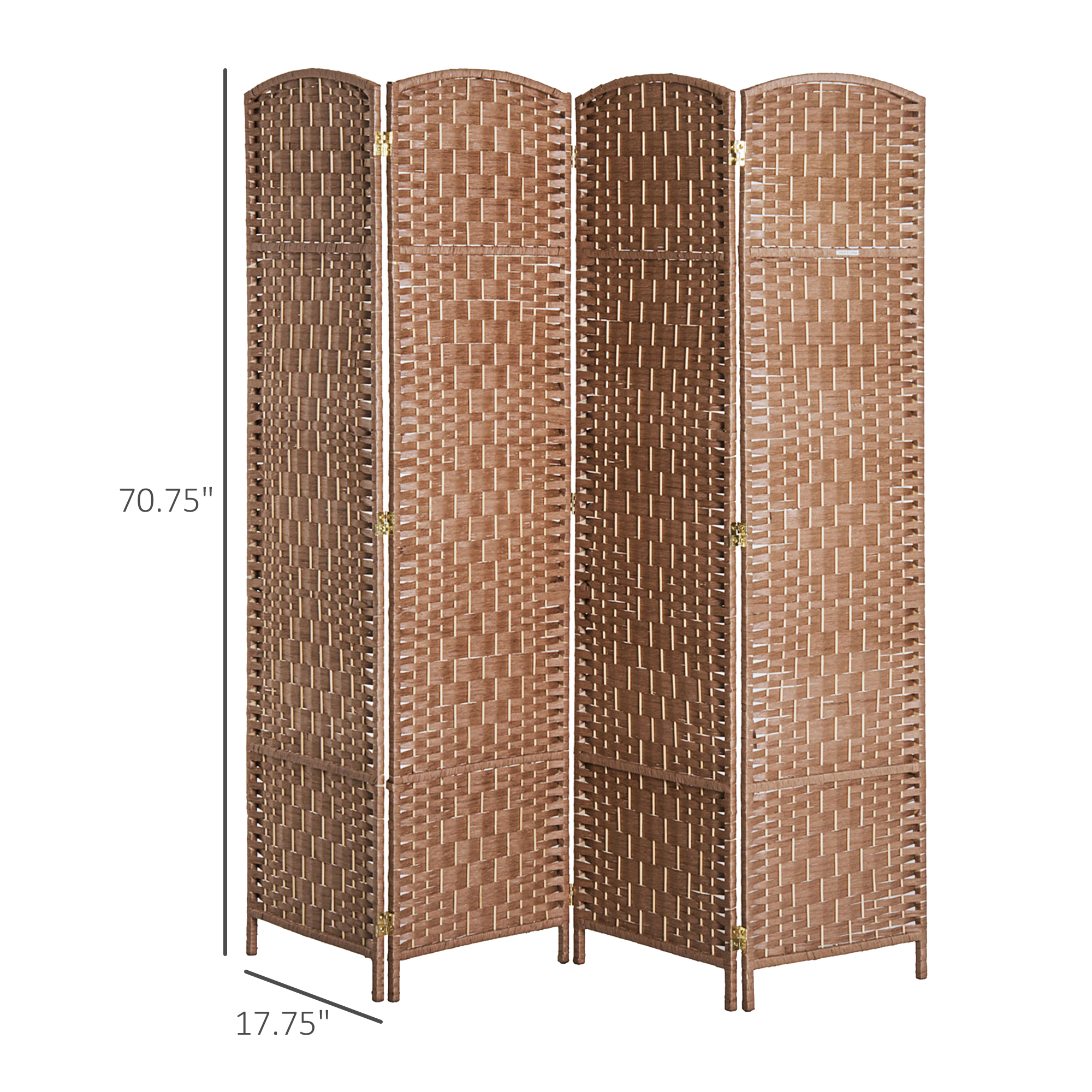 Tall 4-Panel Wicker Weave Room Divider, Folding Privacy Screen