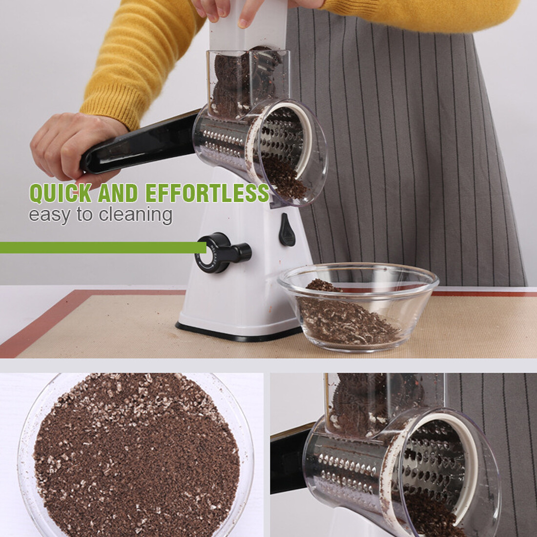 3-In-1 Rotary Food Slicer Chopper Cheese Grater Fruit Vegetable Shredder Cutter — image 3