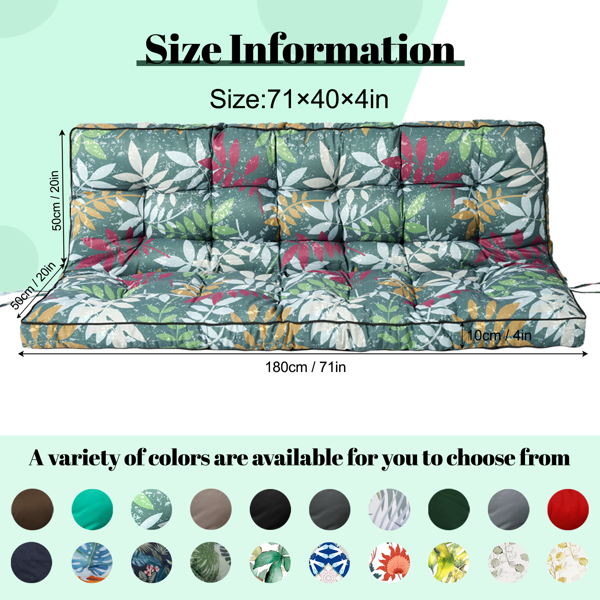 Outdoor Swing Cushions 70 Inch,Waterproof 4in Thick Porch Swing Cushion Replacement With Backrest And Ties,Comfortable 2-3 Seat Pation Swing Pad For Backyard,Garden,Lawn,Outdoor Furniture Green Flower — foto 5