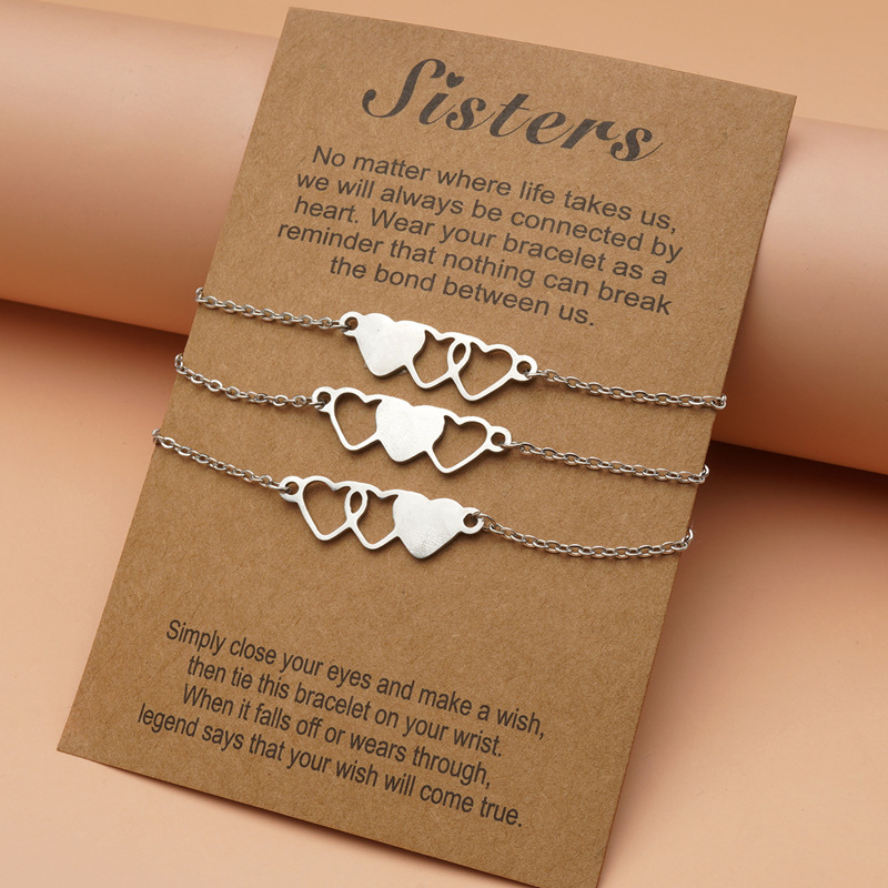Love Heart Charms Chain Bracelets For Sisters Best Friends