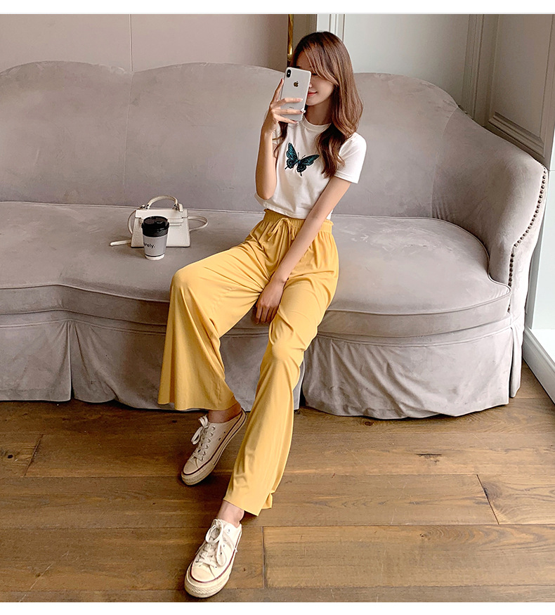 Title 9, High Waist Loose Casual Ice Silk Wide-leg Pants...