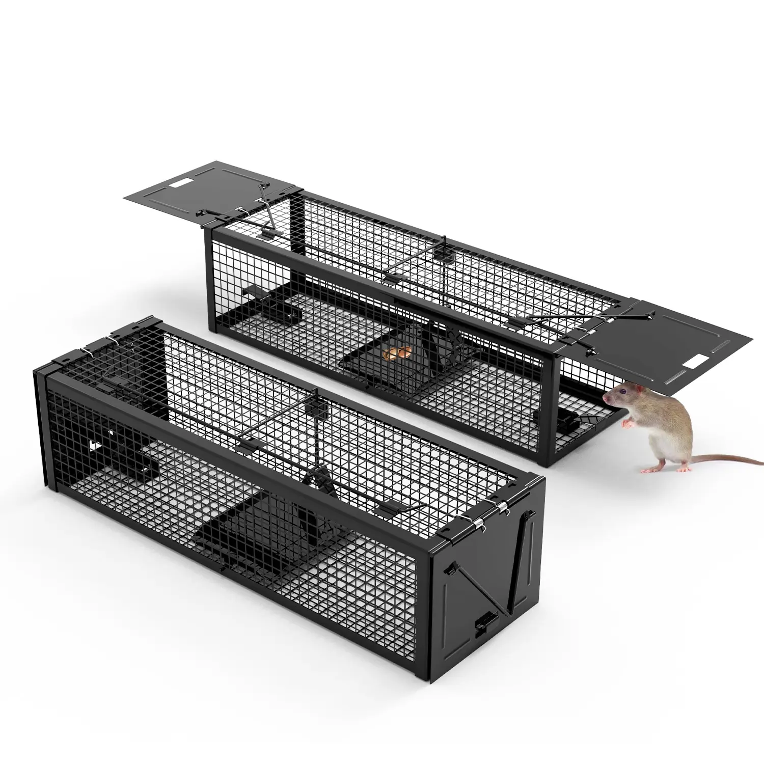 2Pack 15.35x4.72x3.94in 2-Door Humane Live Rat Trap