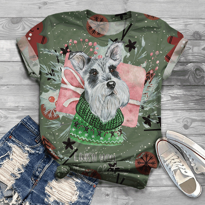 Title 4, 3D Honden Gouden Haar Print Heren T-shirt Losse...