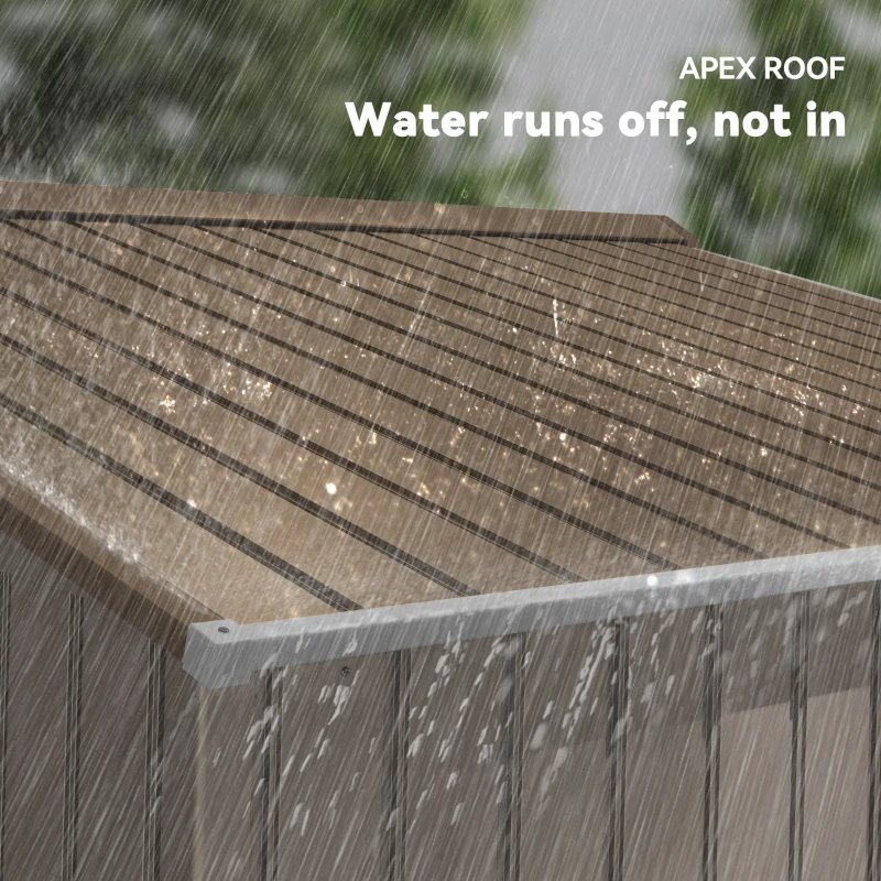 Outdoor Storage Shed, Garden Tool Metal Shed With Foundation Kit, Double Lockable Door, Air Vents And Sloping Roof, For Backyard, Patio, Lawn, Yellow