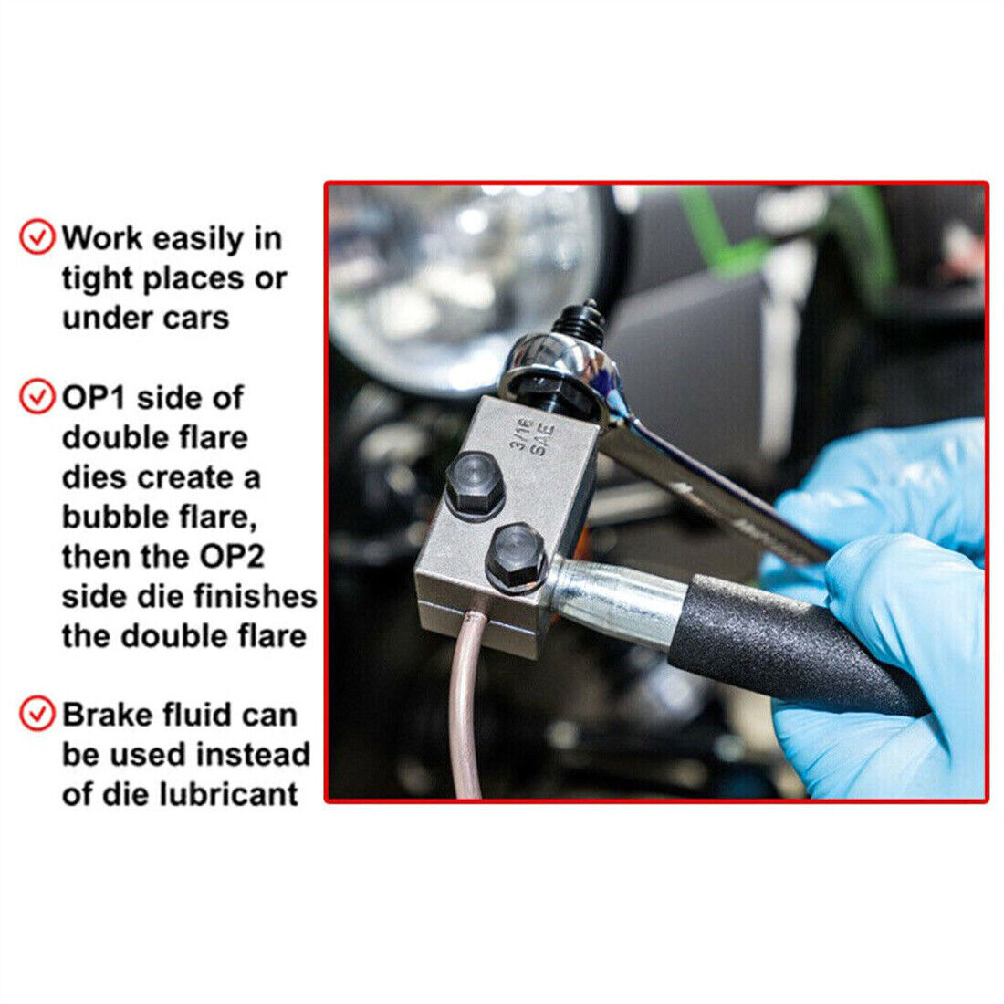 Brake Pipe Flaring Tool SAE Hand Held On Car Double Flare Kit — image 10