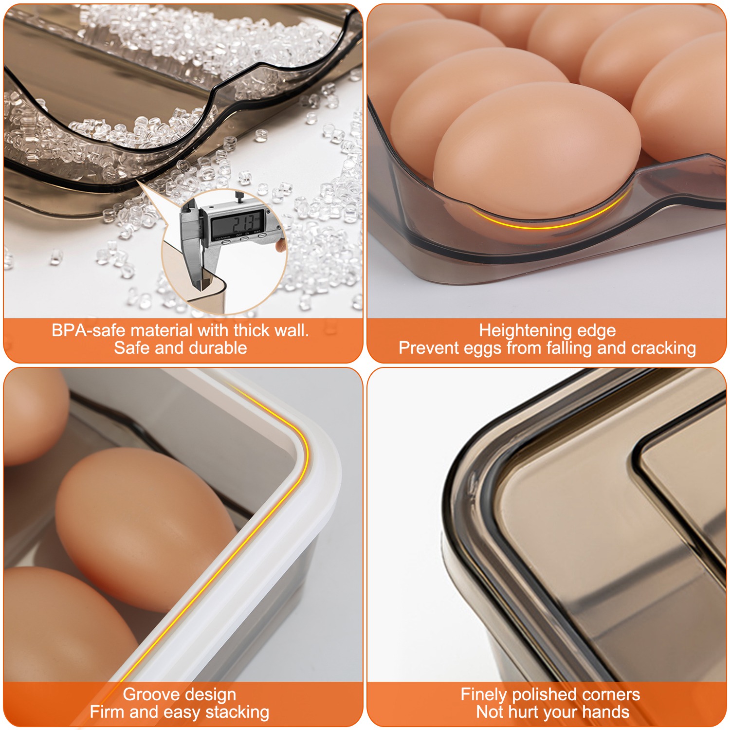 Egg Container Holder For Refrigerator Double Layer Egg Storage Box With Lid Automatic Rolling Egg Box Organizer Bin Tray Rack 36 Eggs