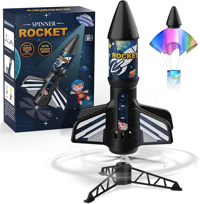 Motorized Rocket Launcher Toy For Kids, Self-Launching Air Rocket