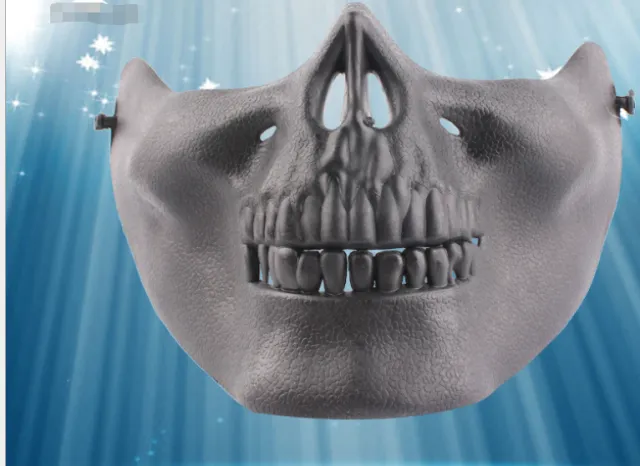 Warrior Army Fan Field Horror Bloody Skull Half Face Mask Black - Shop at LoveMi