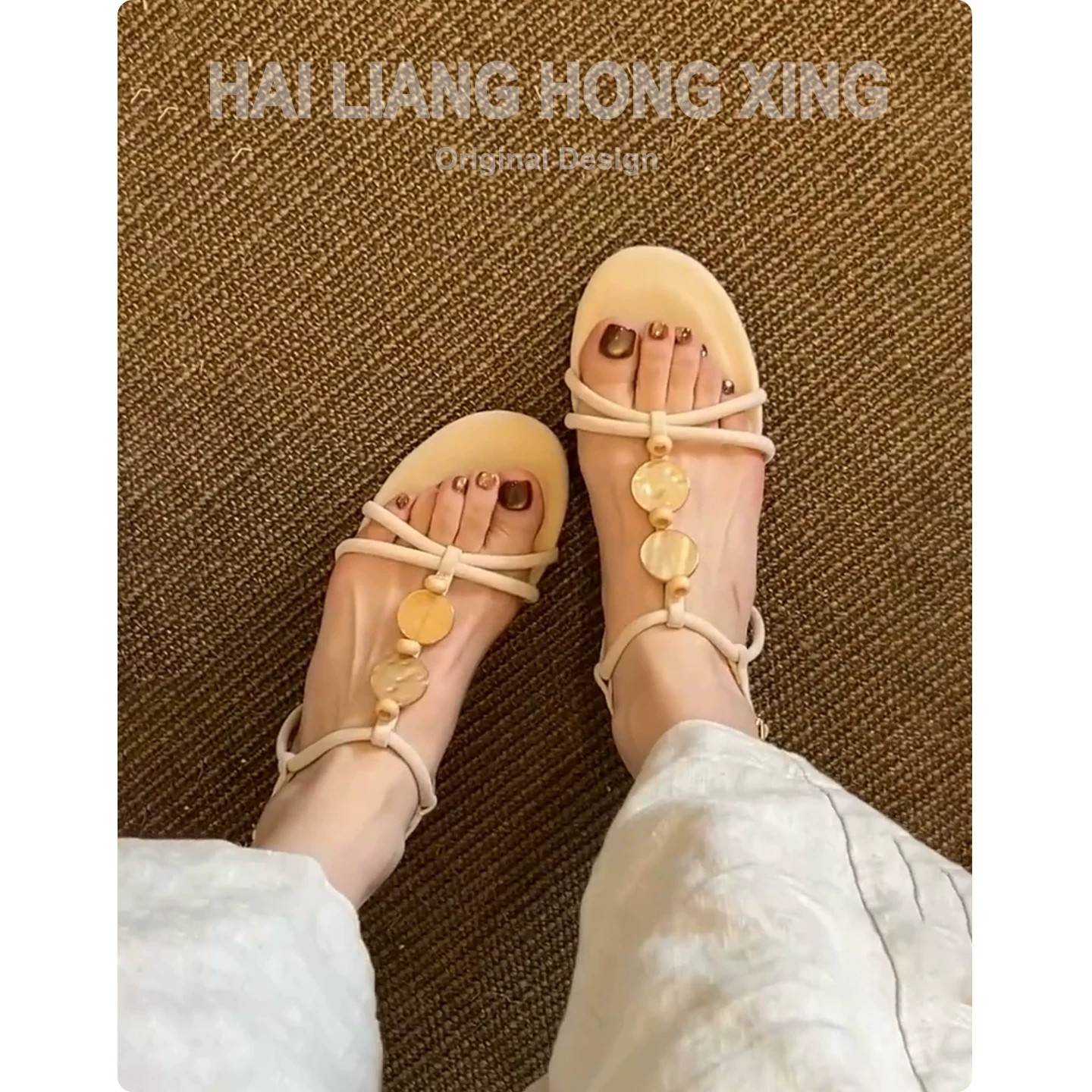 Women's French Open Toe Sandals, New Summer Outdoor Roman Sandals, Elegant Block Heel Casual Shoes, Perfect For Matching Dresses product image