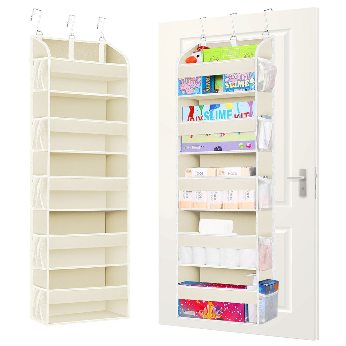 5 Pockets Over The Door Hanging Organiser Space Saving Wardrobe Toys Storage