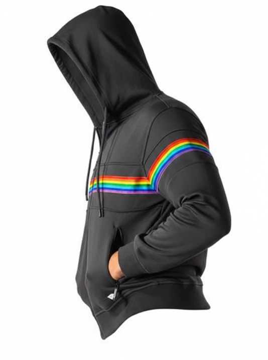 Men's Fashion Rainbow Zipper Hoodie