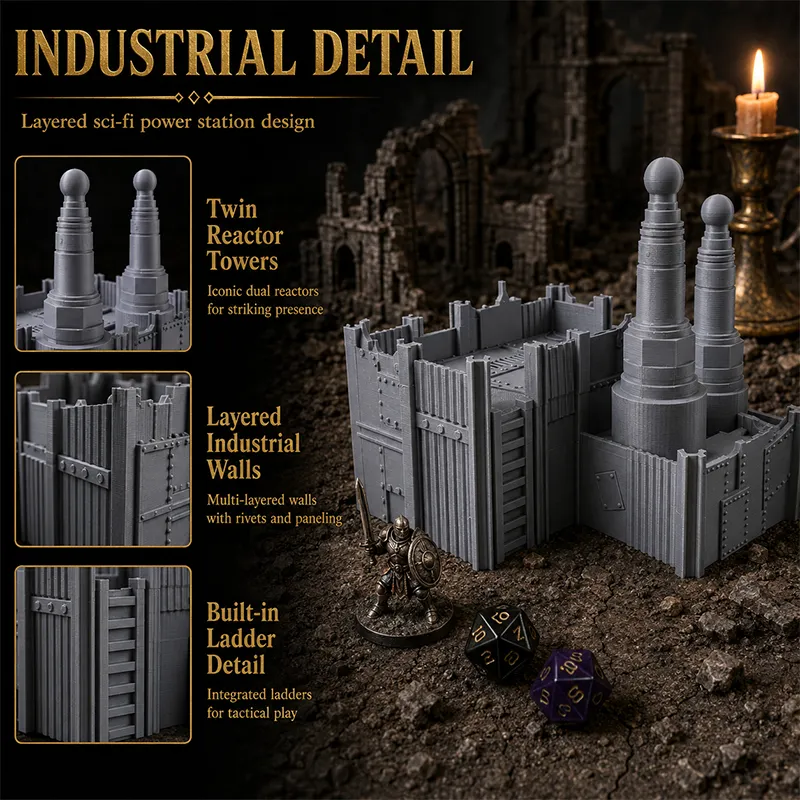 3D Printed Industrial Power Station Terrain, Sci-Fi