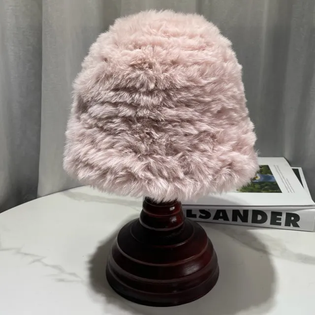 Thickened Warm Keeping Simple Rabbit Hair Like Plush Hat Pink - Shop at LoveMi