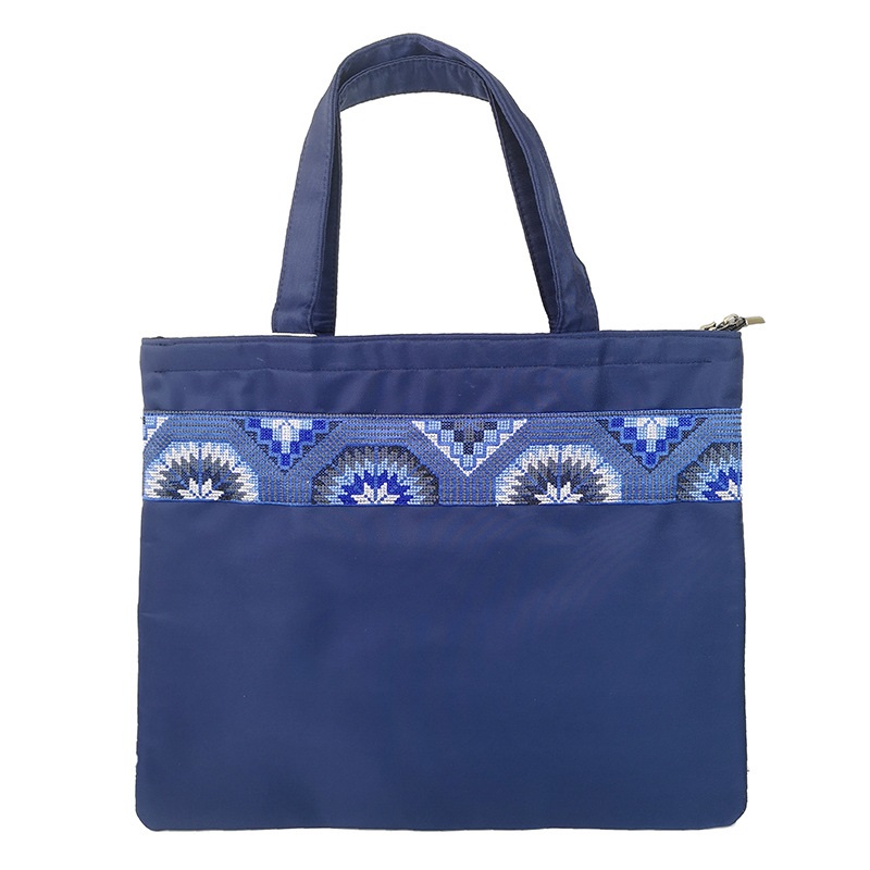 Ethnic Embroidery A4 Document Bag Zipper Data Bag