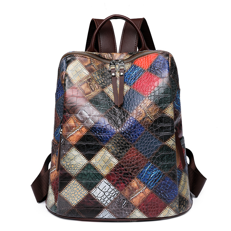 Title 2, Colored Mosaic Leather Pattern Backpack