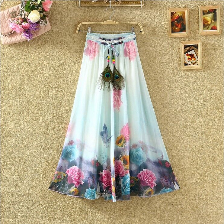 Title 5, National Printed Chiffon Skirt Lightweight and ...