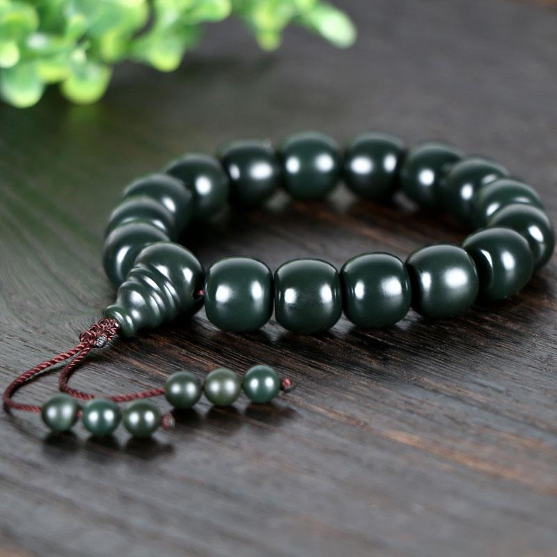 Hetian Gray Jade Old-styled Bead Bracelet