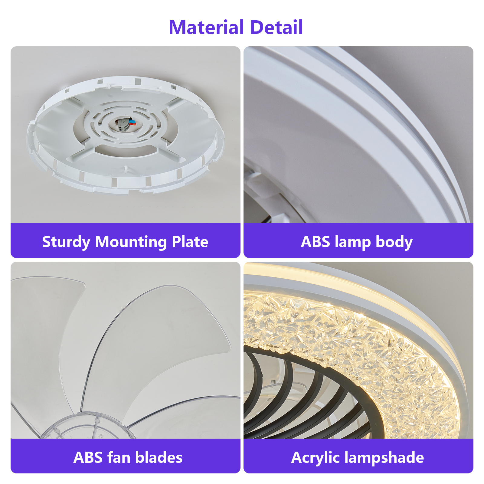 23 Inch Led Enclosed Ceiling Fans With Lights, RGB Bladeless Modern Ceiling Fan... 6