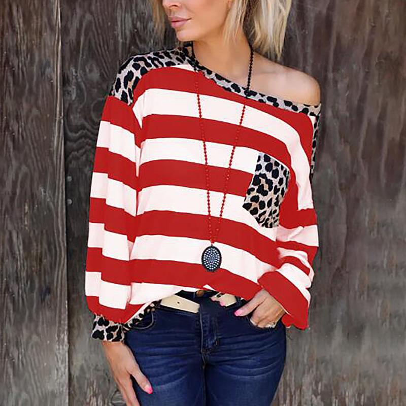 Title 2, Striped Printed Long Sleeve Loose Ladies Top