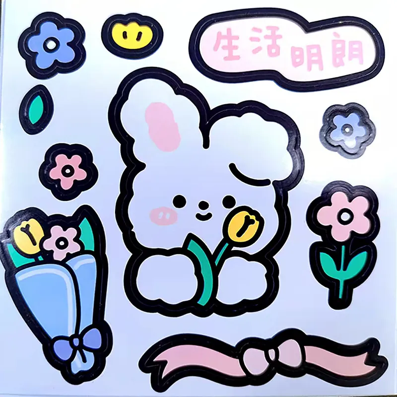 3D Cartoon Doll Sticker Ins Wind Resin Accessories Cute Girl Heart Diy - White Rabbit