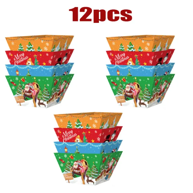 Christmas Paper Food Tray Tree Santa Gingerbread Elk Pattern Snack Bowl Xmas Party Disposable Paper Serving Tray Cute Popcorn Hot Dog Candy Contain... 12Pcs - Shop at LoveMi