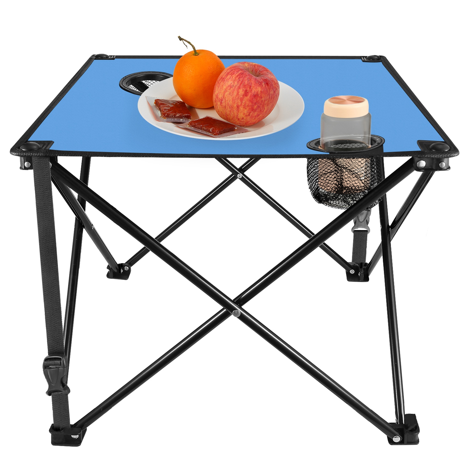 1Pc 2Pc Options Foldable Camping Table Portable Picnic Table Lightweight Travel Desk With 2 Cup Holders Carrying Bag Color Options Black Orange Green Red Blue Navy Blue image 41