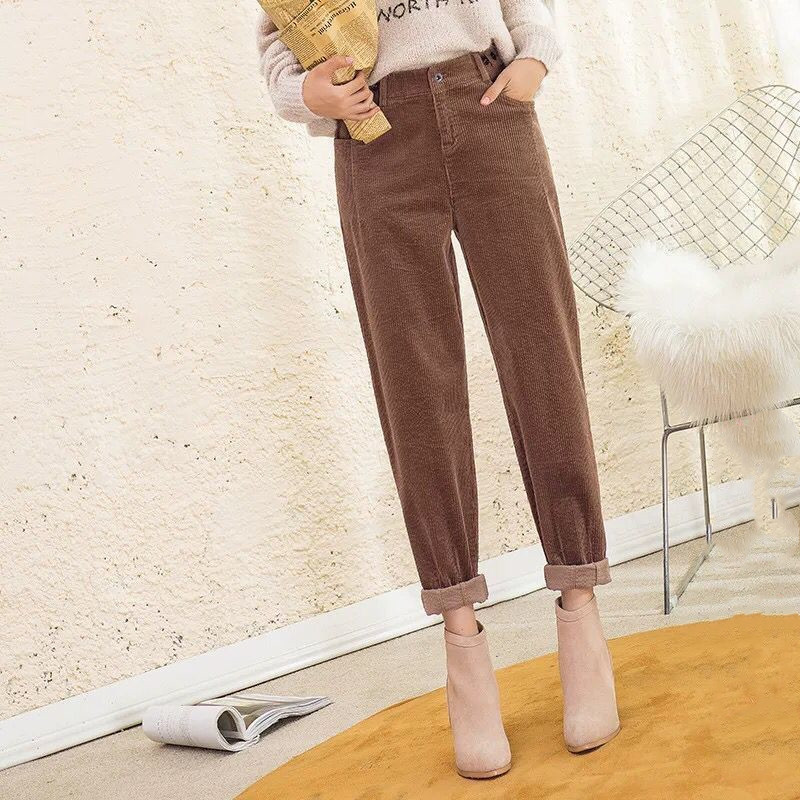 Title 17, Women Pants Loose Corduroy Harem High Waist