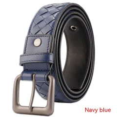 Hand-woven Belt PU Leather Leisure - Blue - View 1