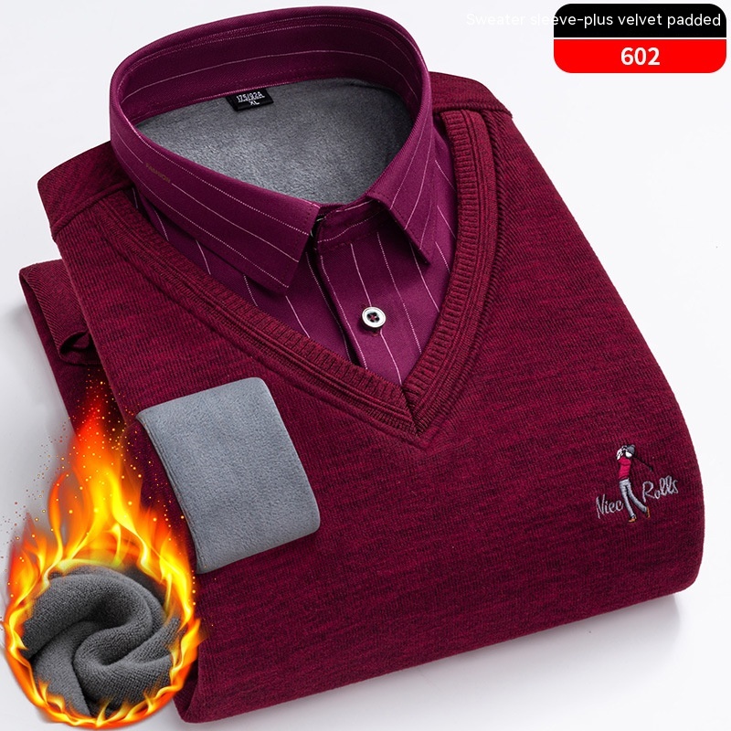 Men's Knitted False Two Pieces Warm