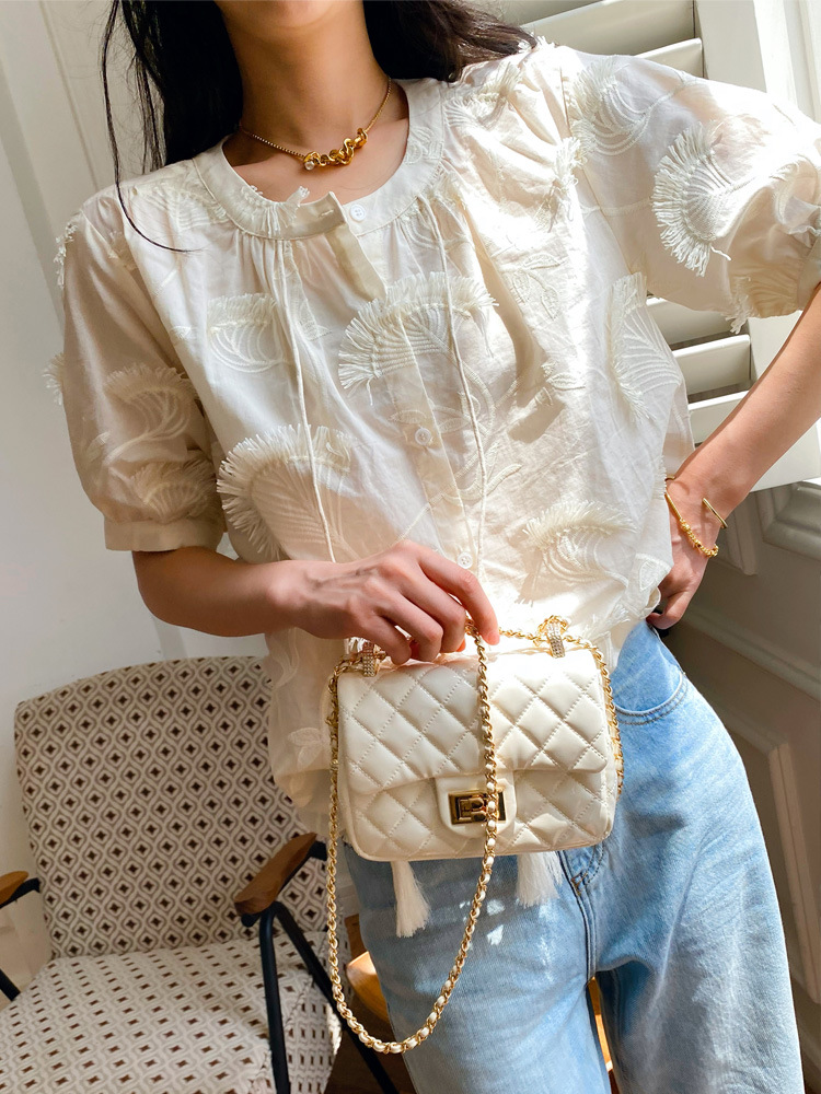 Shirt Women's Short Sleeve French Style Design Embroidery