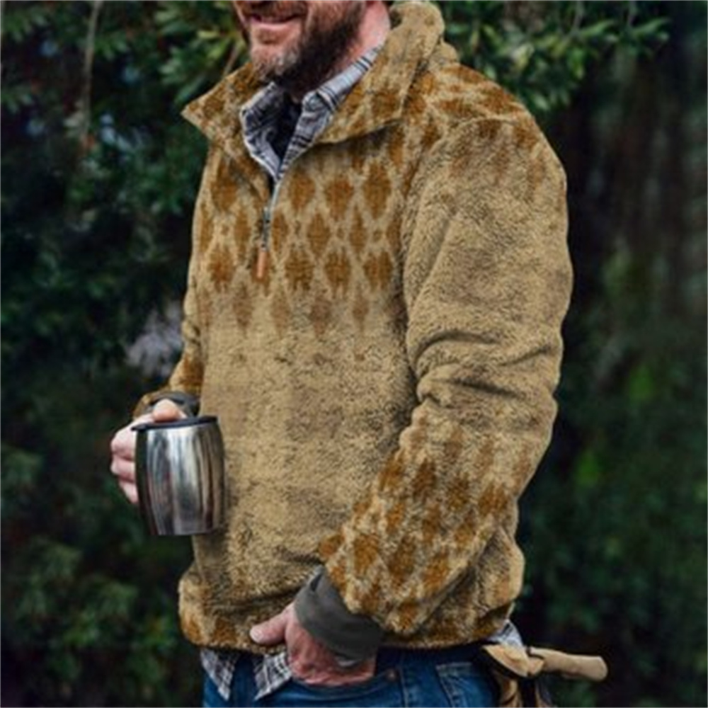Autumn And Winter Casual Button Pocket Flannel Plush Men's Sweater