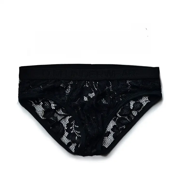 Men's Low Waist Lace Black White Underwear