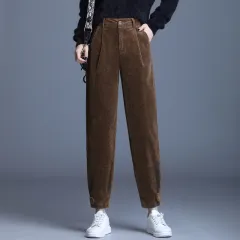 Papa Harlan Cropped Trousers Thick Tooling Corduroy - Khaki - View 1