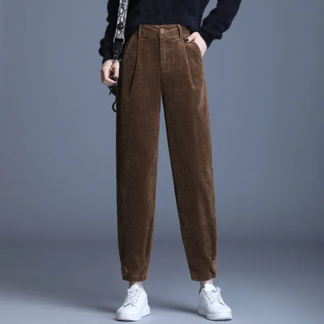 Papa Harlan Cropped Trousers Thick Tooling Corduroy Khaki - Shop at LoveMi