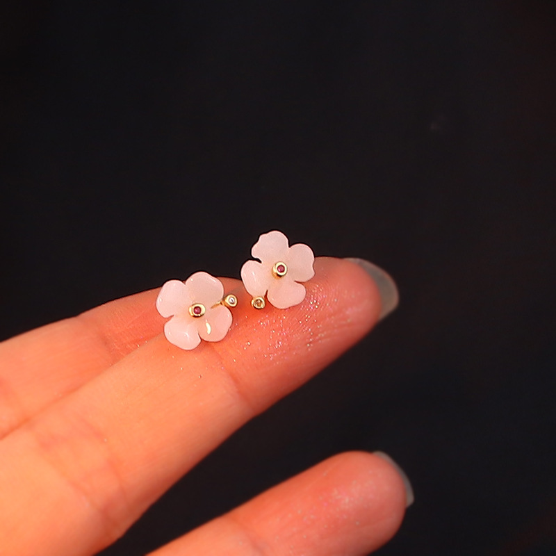 Women's Four Leaf Clover Hotan Jade Earrings