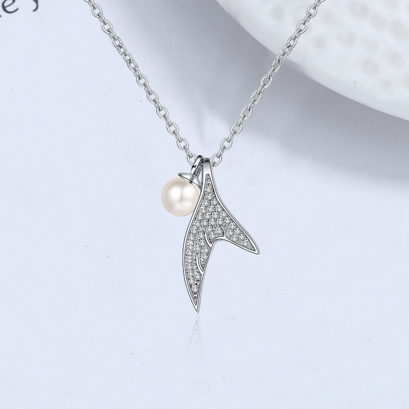 Sterling Silver Necklace Female Big Fish Begonia New Style Korean