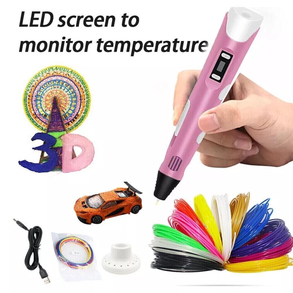 3D Printing Pen Set Doodle PLA Filament Printer Drawing 12 Colours Kids Gift UK