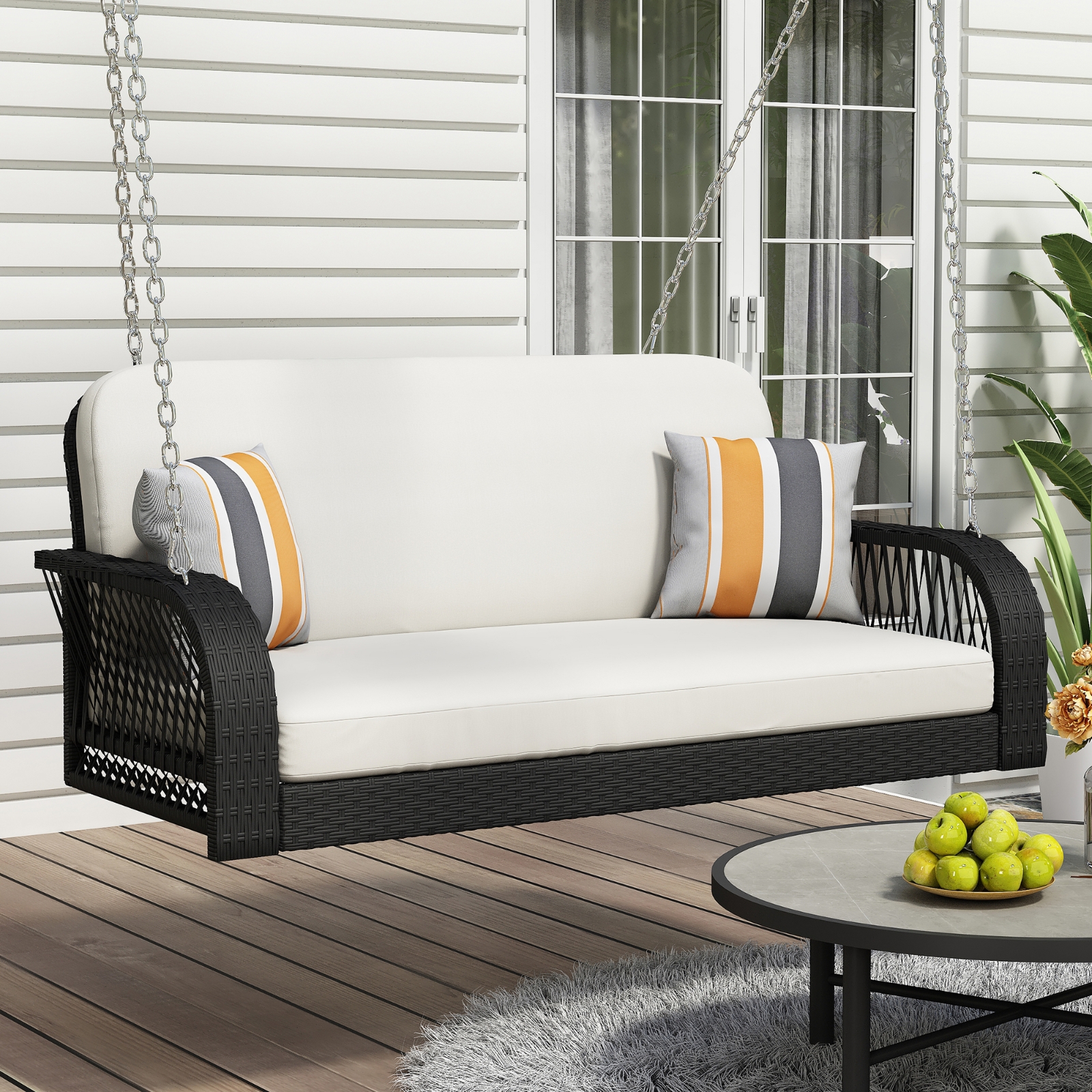 GO PE Wicker Porch Swing