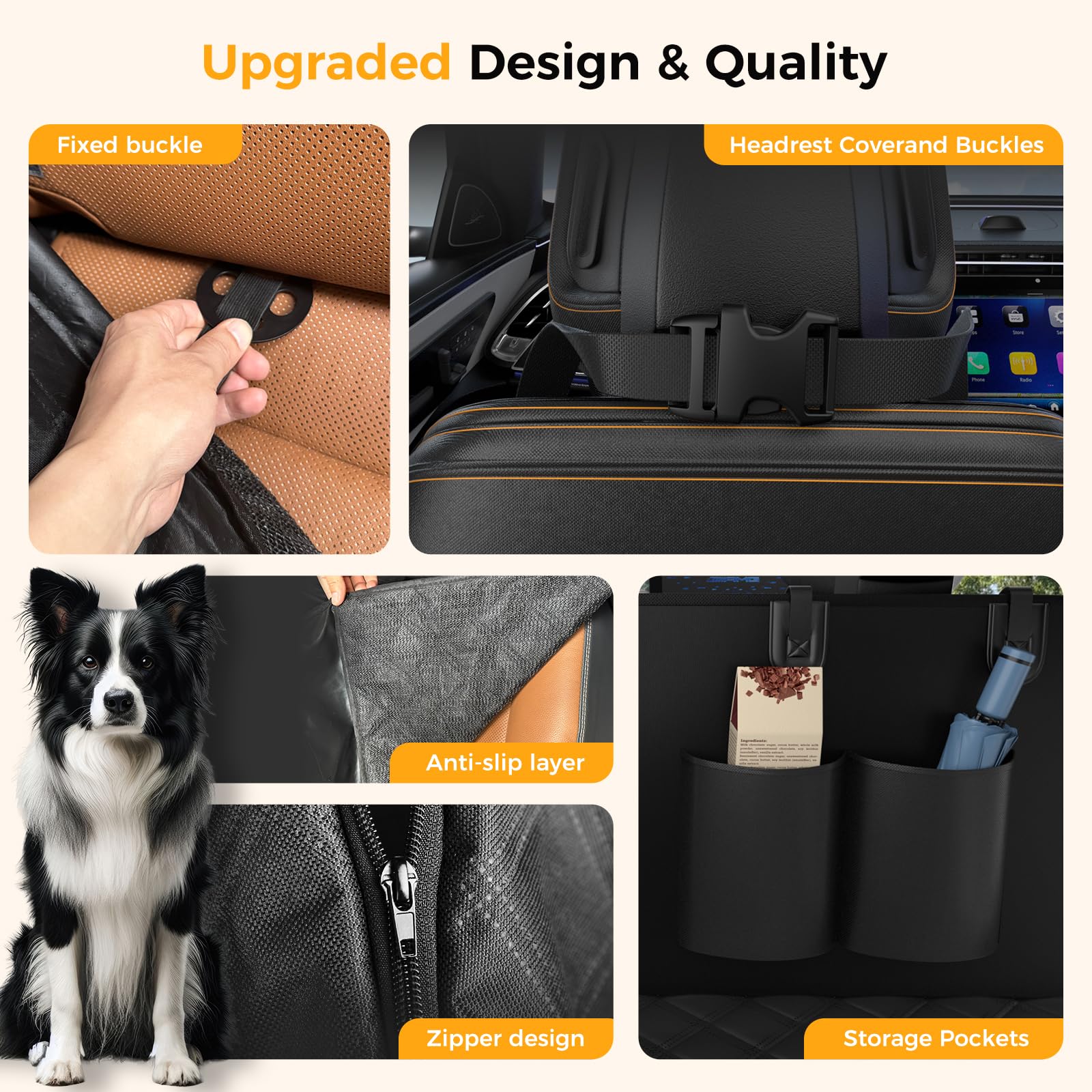 Dog Car Seat Cover For Back Seat, Waterproof Scratch Proof Nonslip Seat Cover,Duty Scratch Soft Dog Hammock For Car For Cars Trucks And SUVs Black thumbnail 5