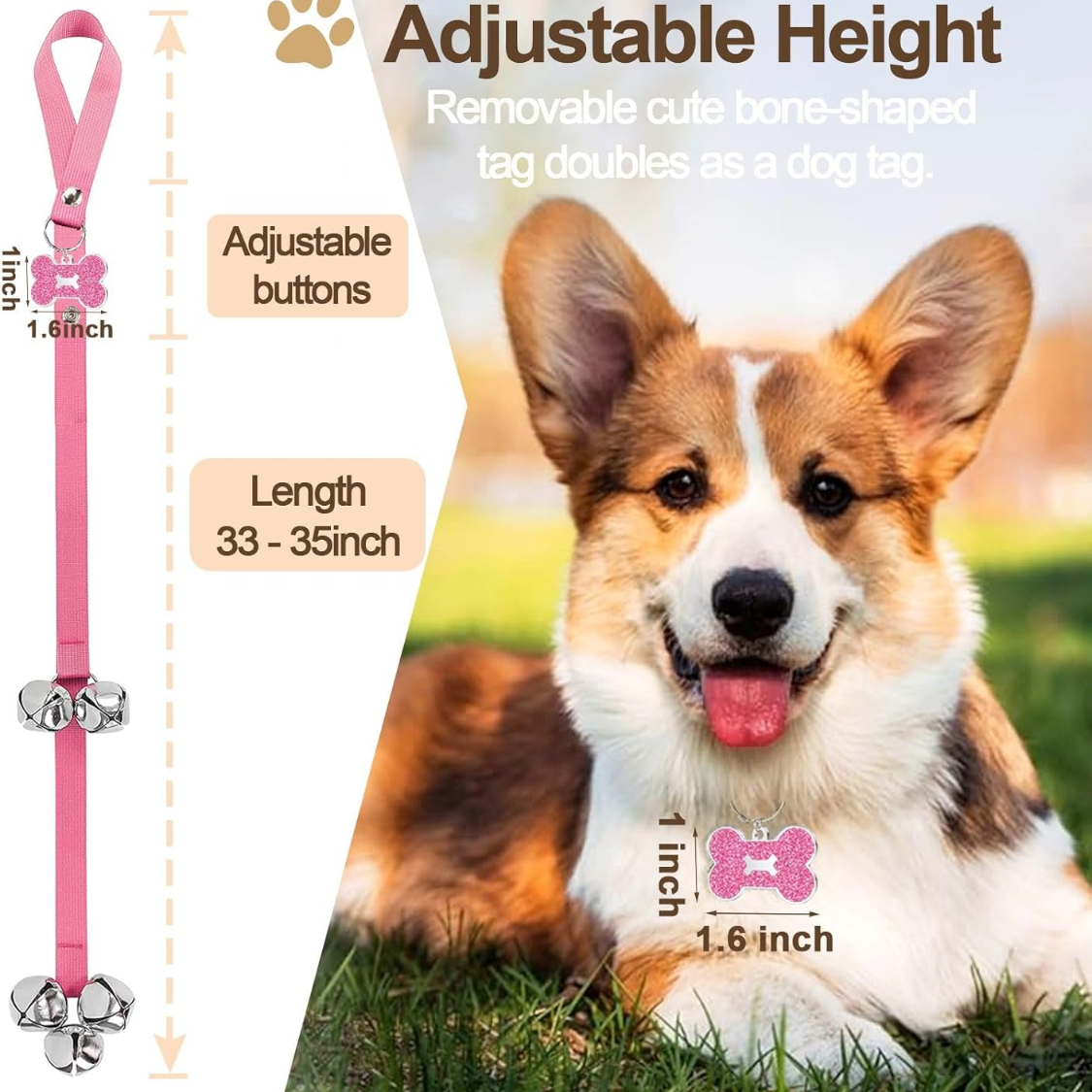 2 Pack Dog Door Bells Dog Doorbell To Go Outside Puppy Train Bell For Dogs To Ring — foto 7