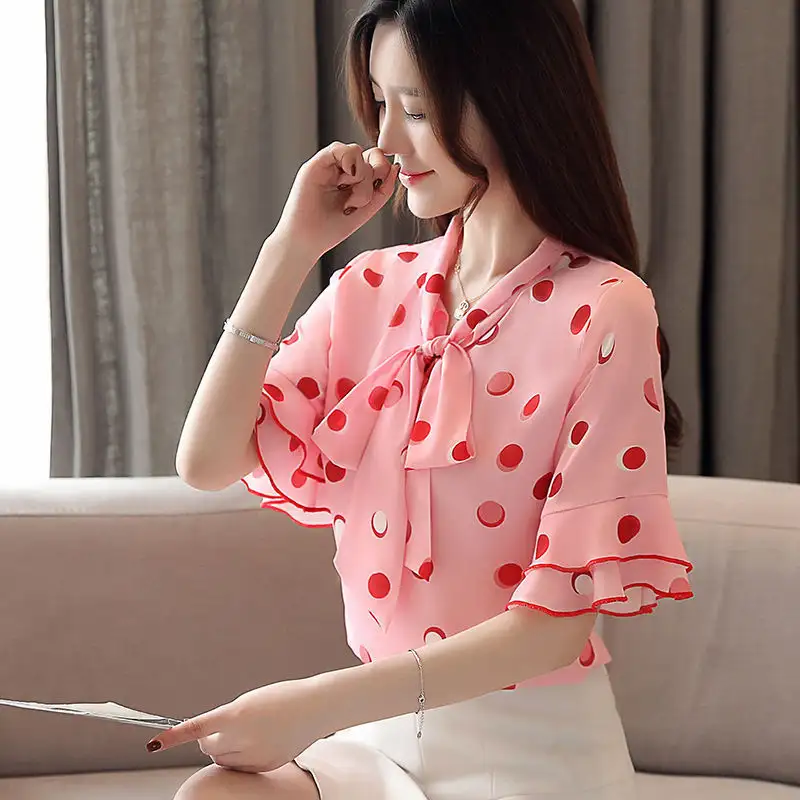 Sweet Shirt Summer Polka Dot Half Sleeve Top Women's Clothing