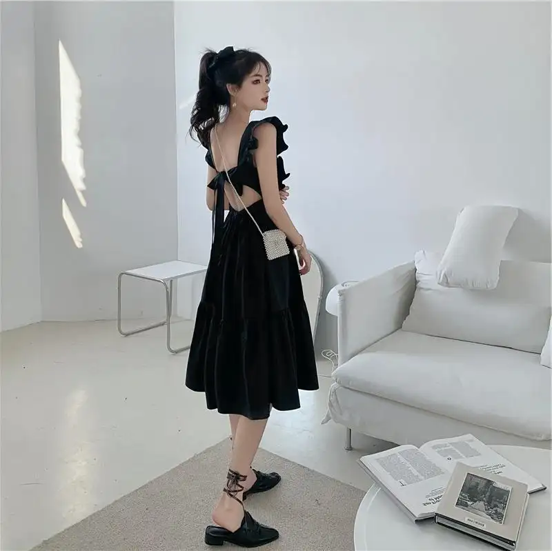 High Waist Sexy Black Dress Fairy